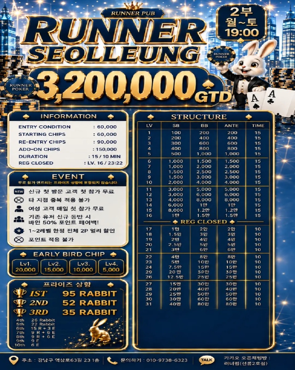 RUNNER SEOLLEUNG 2부 — 3,200,000 GTD 포스터