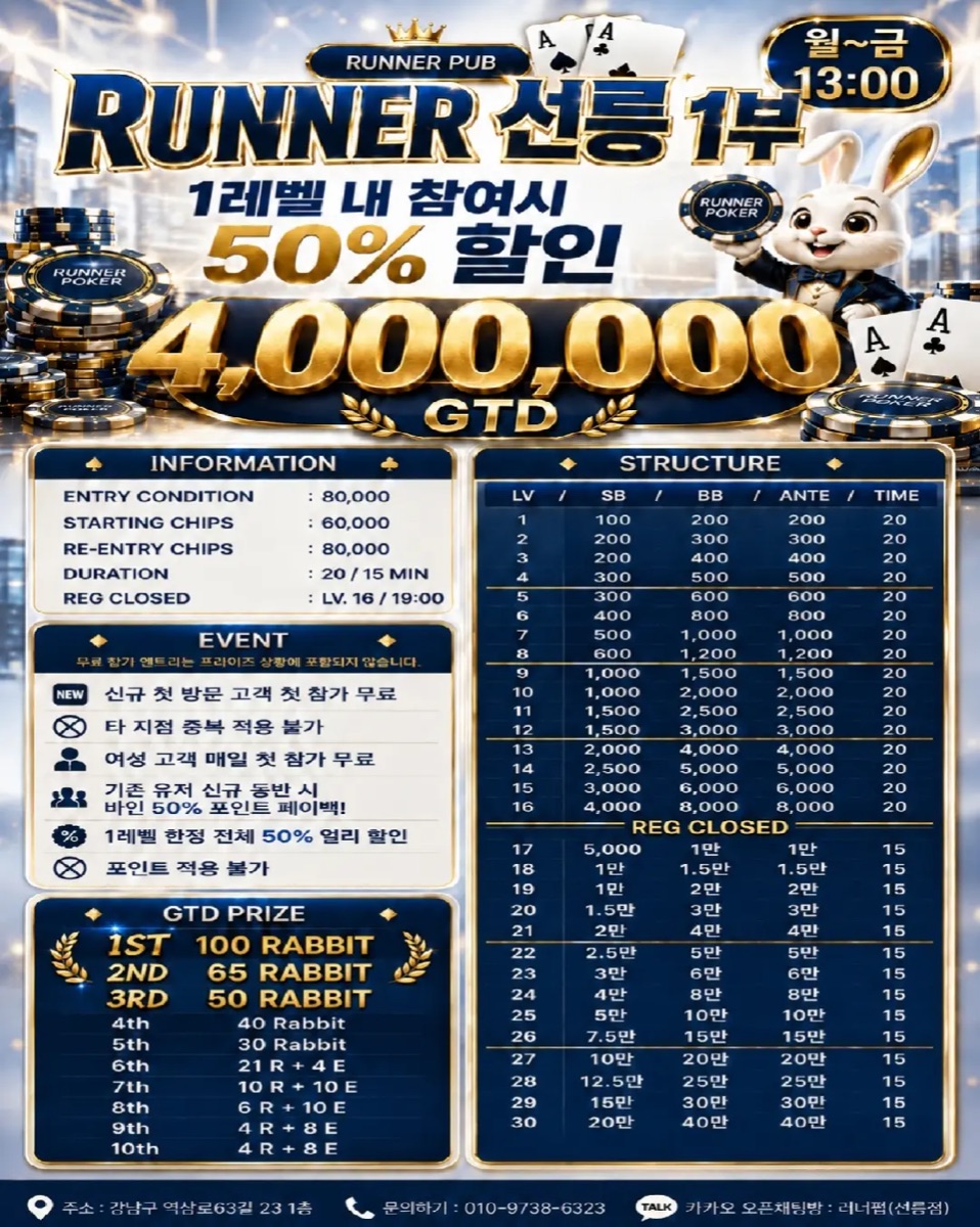 RUNNER 선릉 1부 — 4,000,000 GTD 포스터