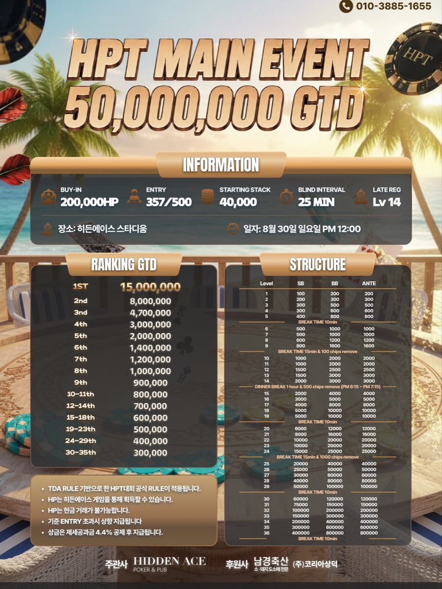 HPT MAIN EVENT 50,000,000 GTD 포스터